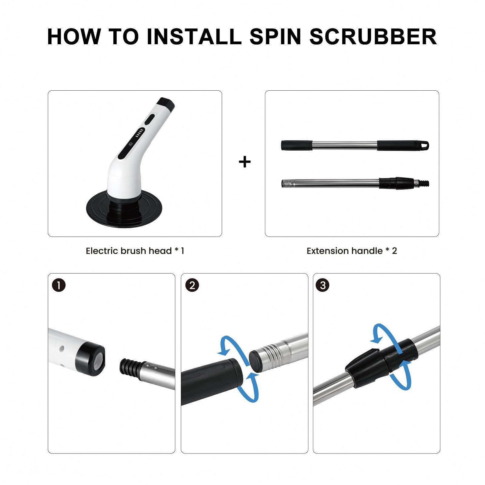 Електрична щітка для чищення Spin Scrubber 9-в-1 Акумуляторна Телескопічна ручка 120 см 400 rpm, фото №3 Електрична щітка для чищення Spin Scrubber 9-в-1 Акумуляторна Телескопічна ручка 120 см 400 rpm, фото №3