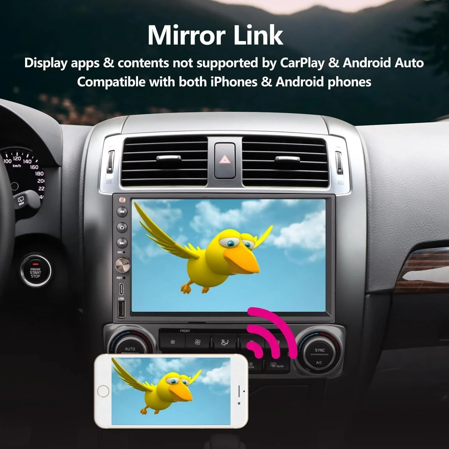 Автомагнитола YZKONG / 7" / Сенсорная / Apple CarPlay / Android Auto / Bluetooth / GPS / USB / 2DIN, фото №3