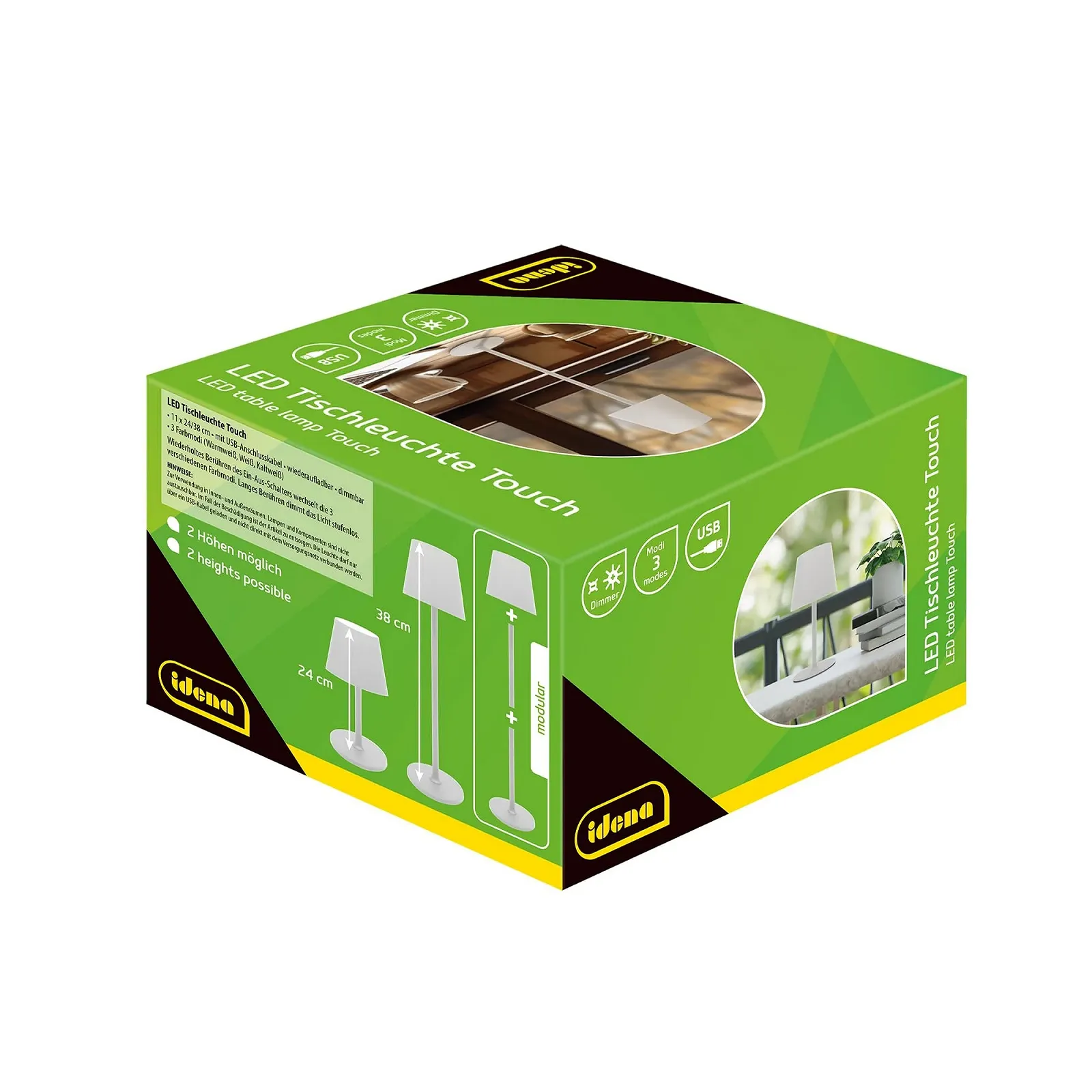 Настільна лампа Idena Touch 50124 LED USB-C регульована за висотою White, фото №7