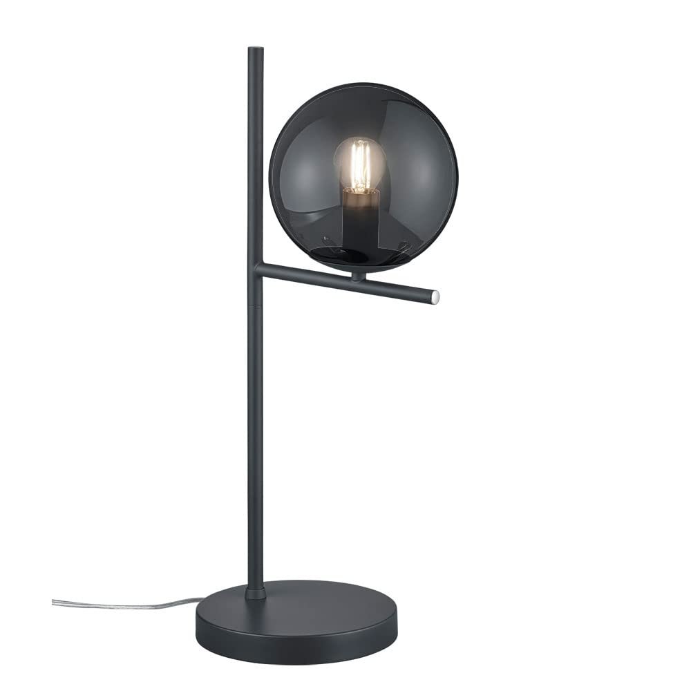 Настільна лампа etc-shop скляна куля димчаста антрацит метал 1 x E14 18 x 52 см, фото №1