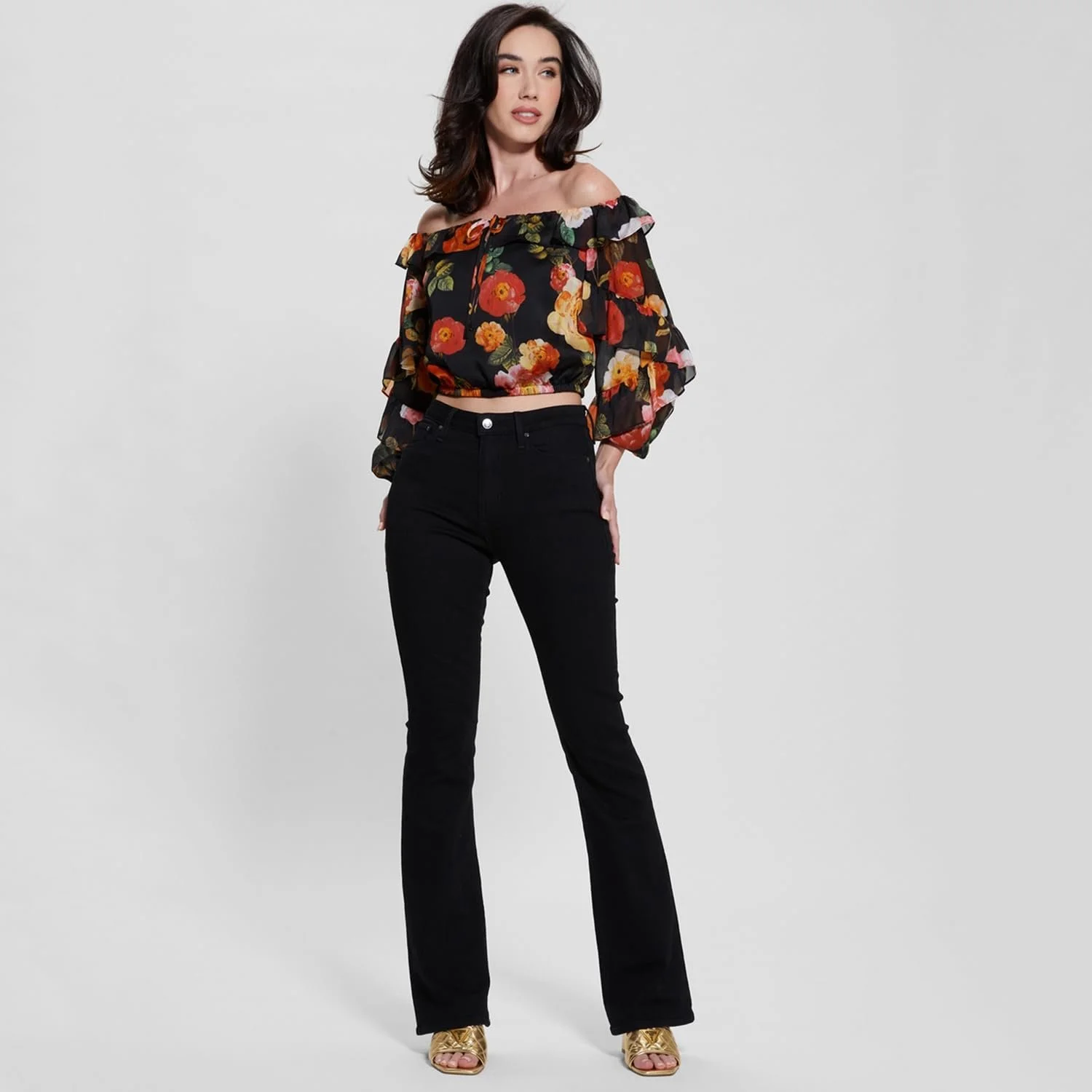 Блузка GUESS Shani Ruffle Модель W4RH09WCWF2 Синтетика, Чорний, Маленький, фото №3 Блузка GUESS Shani Ruffle Модель W4RH09WCWF2 Синтетика, Чорний, Маленький, фото №3