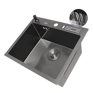 Чорна мийка на кухню 45 см накладна 1.5 мм з нержавіючої сталі Nett NВ-5245 synthetic.ua - Фото 1