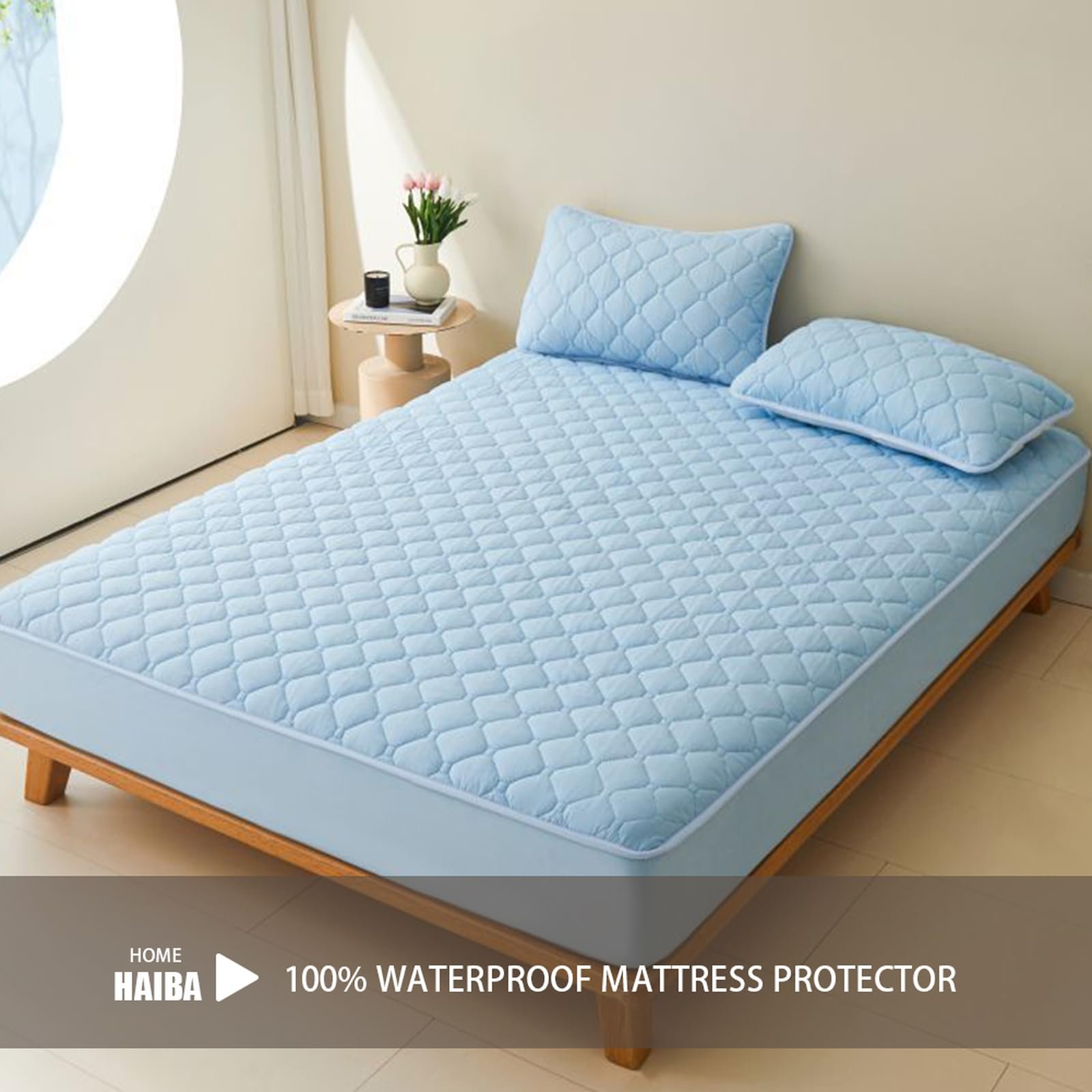 Наматрасник HAIBA Водонепроницаемый 180 x 200 см Голубой, фото №2 Наматрасник HAIBA Водонепроницаемый 180 x 200 см Голубой, фото №2
