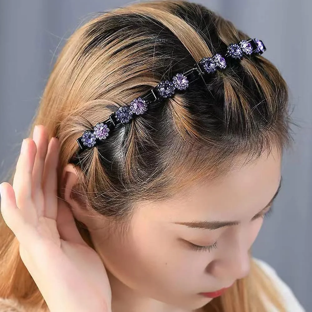 Обруч для волосся з кліпсами 2 шт, рожевий + фіолетовий, фото №5 Обруч для волосся з кліпсами 2 шт, рожевий + фіолетовий, фото №5