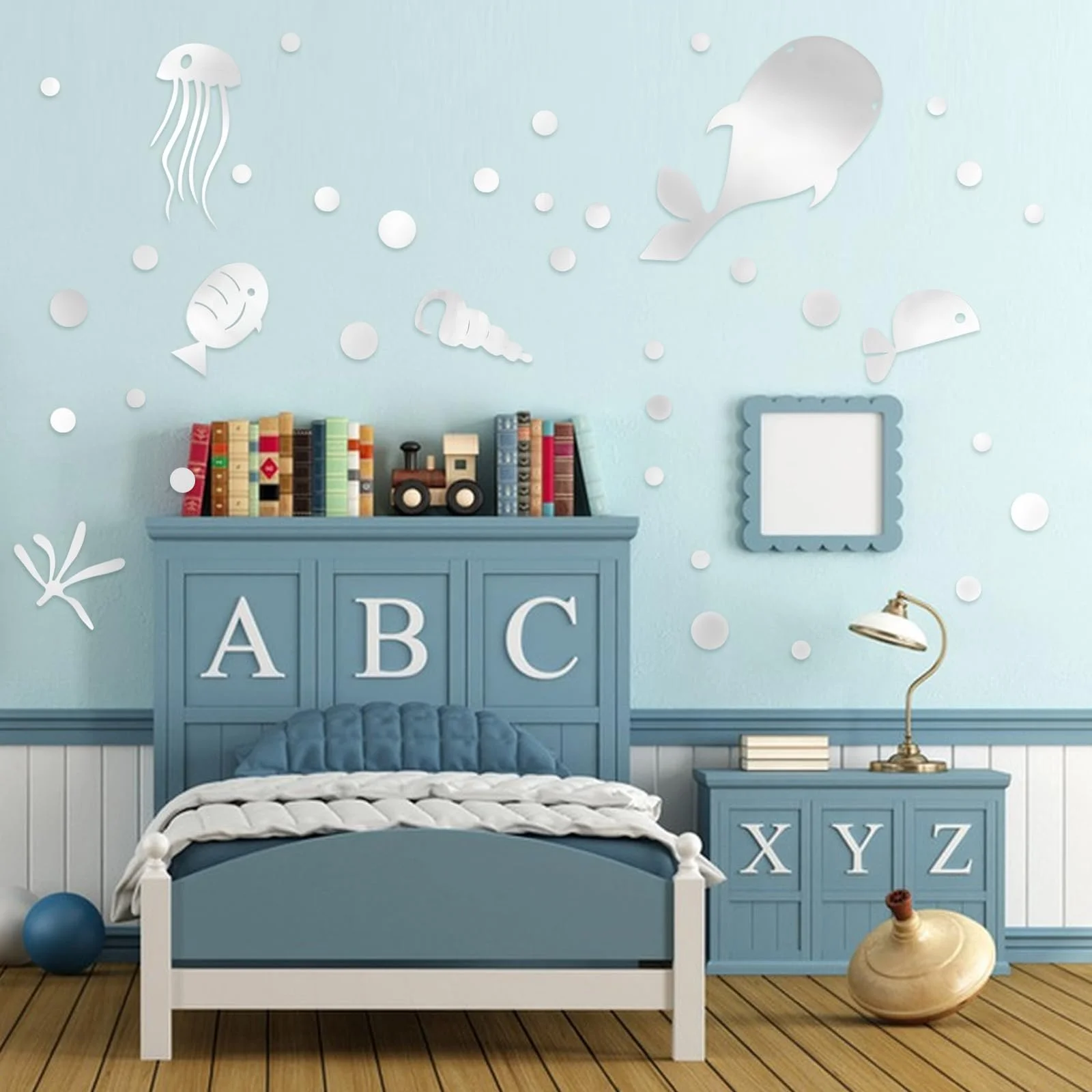 Наклейка на стіну 3D Акрилова Рибки та бульбашки Дзеркальна Срібляста, фото №5 Наклейка на стіну 3D Акрилова Рибки та бульбашки Дзеркальна Срібляста, фото №5