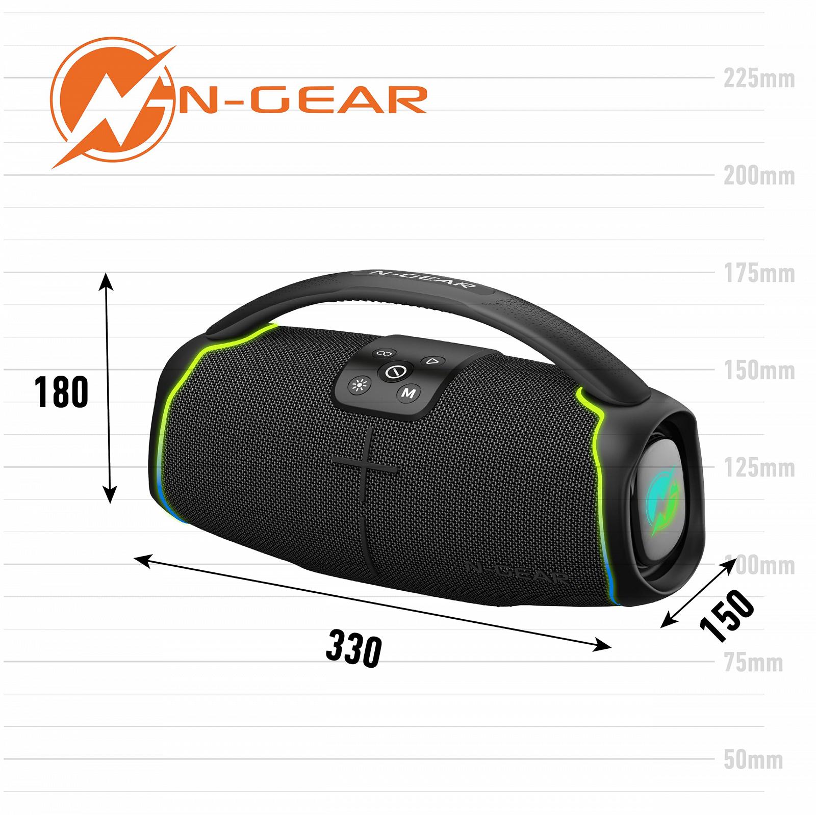 Bluetooth Speaker N-Gear NRG 200 з підсвіткою та ручкою для перенесення, 200 Вт, USB або AUX підключення з 2 телефонами, до 8 годин музики, портативна IPX5, фото №7