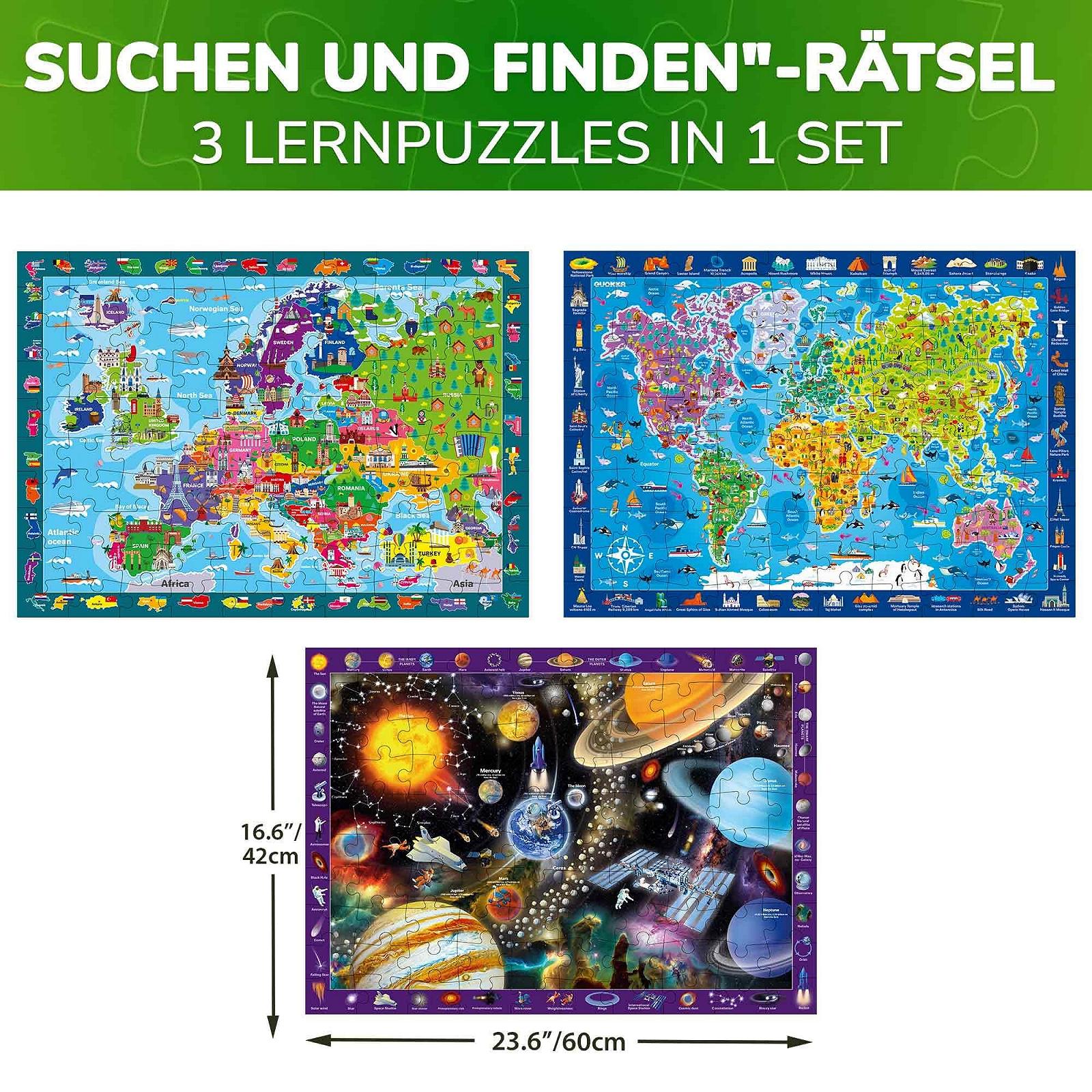 Пазл QUOKKA Space Maps Europe and World Map 100 элементов 3 большие игры для детей от 4 до 8 лет, фото №3 Пазл QUOKKA Space Maps Europe and World Map 100 элементов 3 большие игры для детей от 4 до 8 лет, фото №3