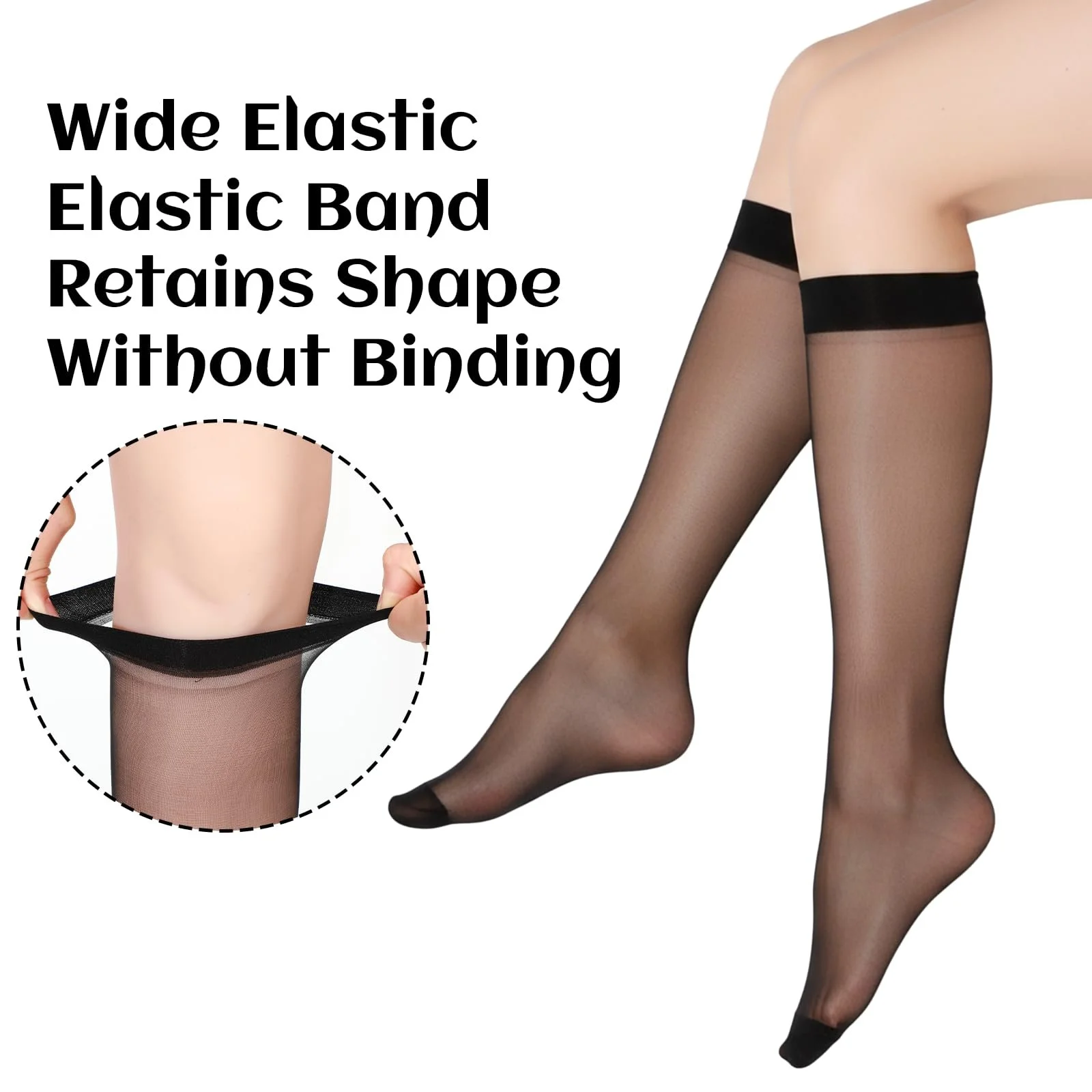 Шкарпетки до колін Нейлонові Прозорі 20D, 6 пар, фото №4