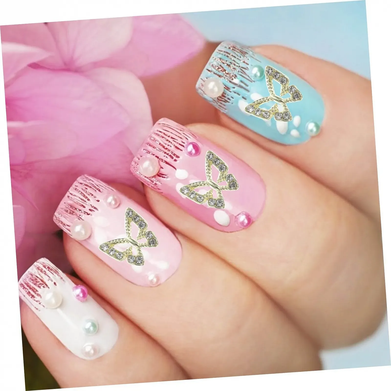 Украшения для ногтей Типа Бабочка FRCOLOR 20 шт. со стразами для маникюра, фото №7