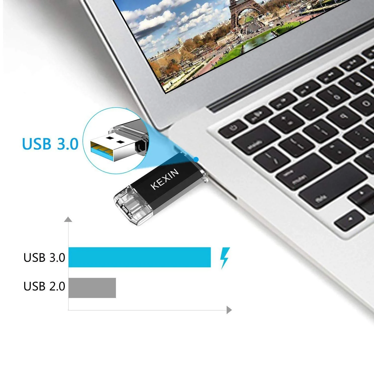 USB-флеш-накопичувач KEXIN 64 ГБ USB 3.0 Type-C/USB-A 110 МБ/с, фото №4 USB-флеш-накопичувач KEXIN 64 ГБ USB 3.0 Type-C/USB-A 110 МБ/с, фото №4