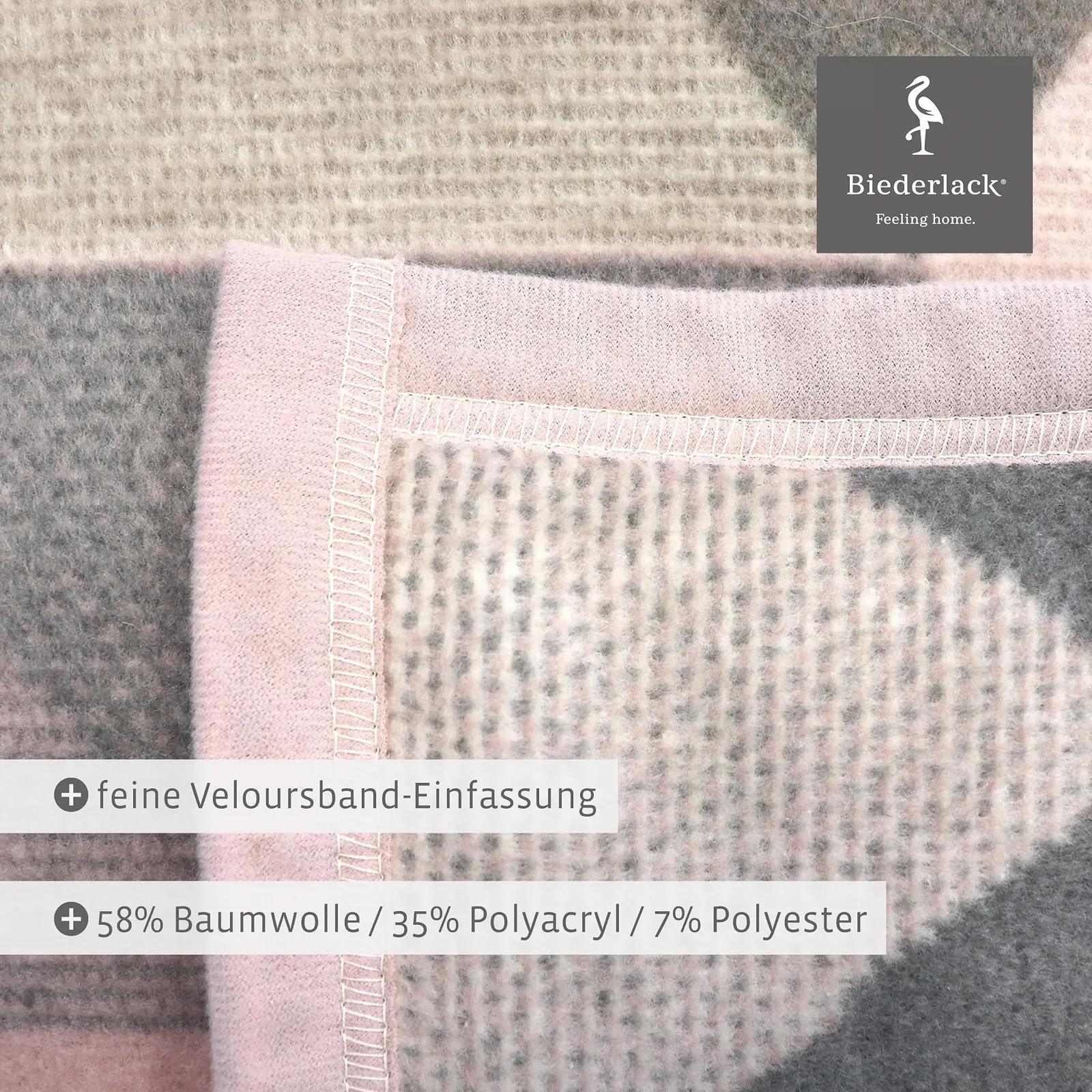 Покривало Biederlack М'яка бавовняна суміш Diamond Pastel Рожевий 150 x 200 см, фото №5