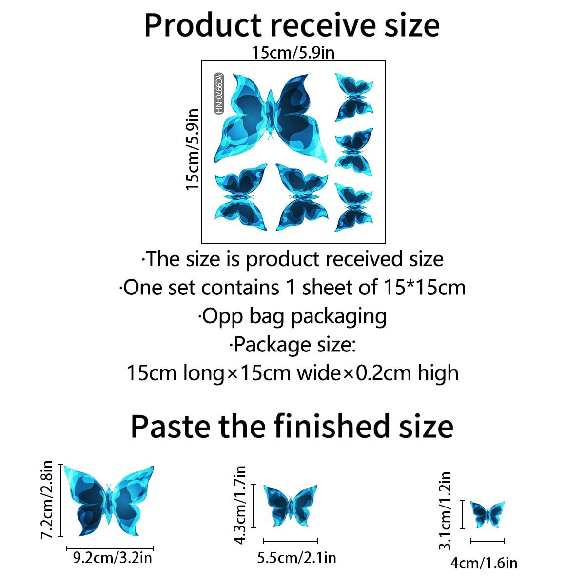 Наклейка на стіну HGDESIGN Luminous Wall Sticker Blue Butterfly Version A Синя, фото №5