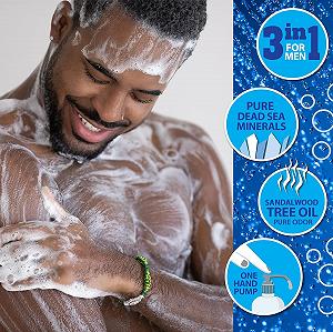 Гель для душу 3-в-1 Dead Sea Collection для чоловіків з олією сандалового дерева та сіллю Мертвого моря 1000 мл synthetic.ua - Фото 1