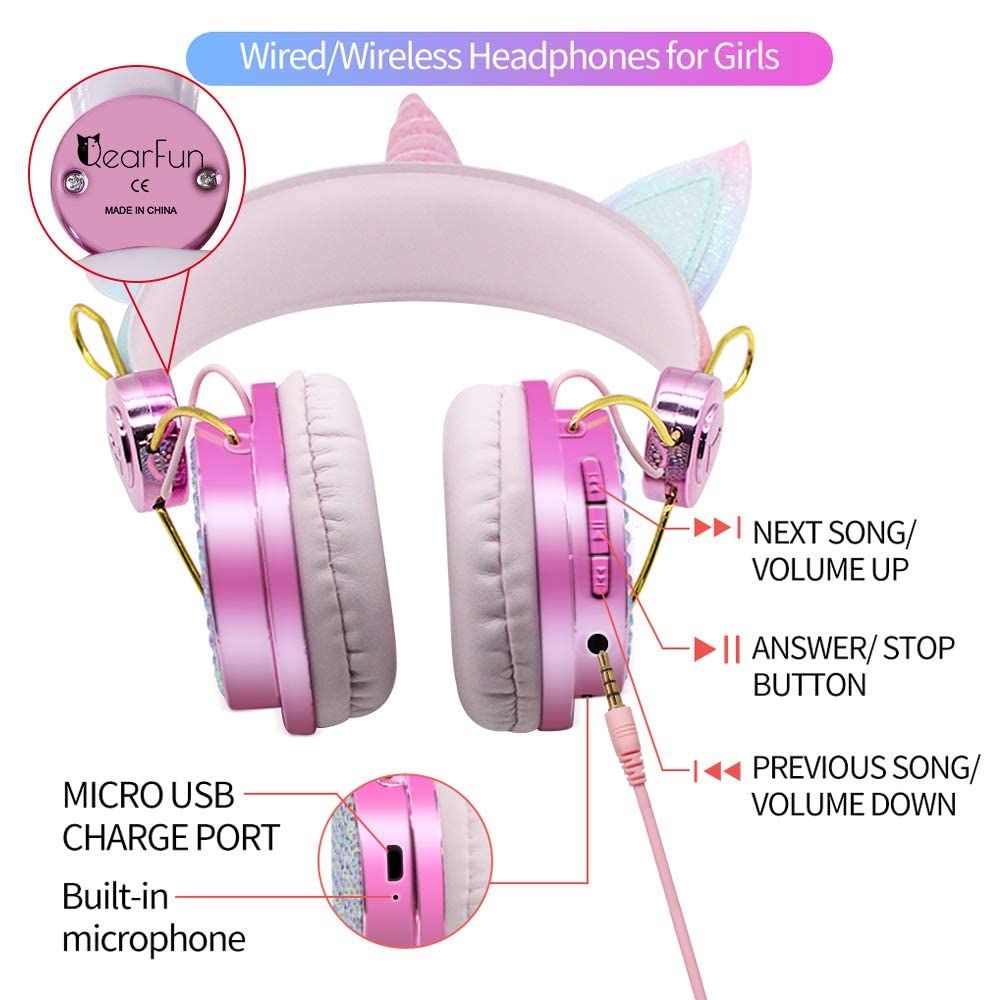Наушники JYPS Kids Unicorn Over-Ear 85dB Limited Volume Rainbow Unicorn с микрофоном, фото №6