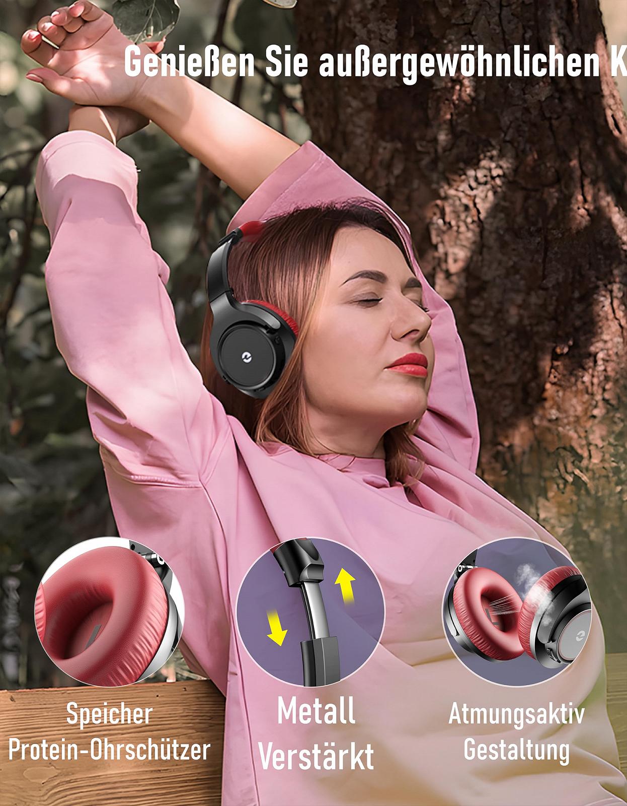 Навушники Lankey Sound Bluetooth Over-Ear 70 годин бездротові з 3 режимами еквалайзера HiFi стерео з вбудованим мікрофоном для мобільних, фото №6