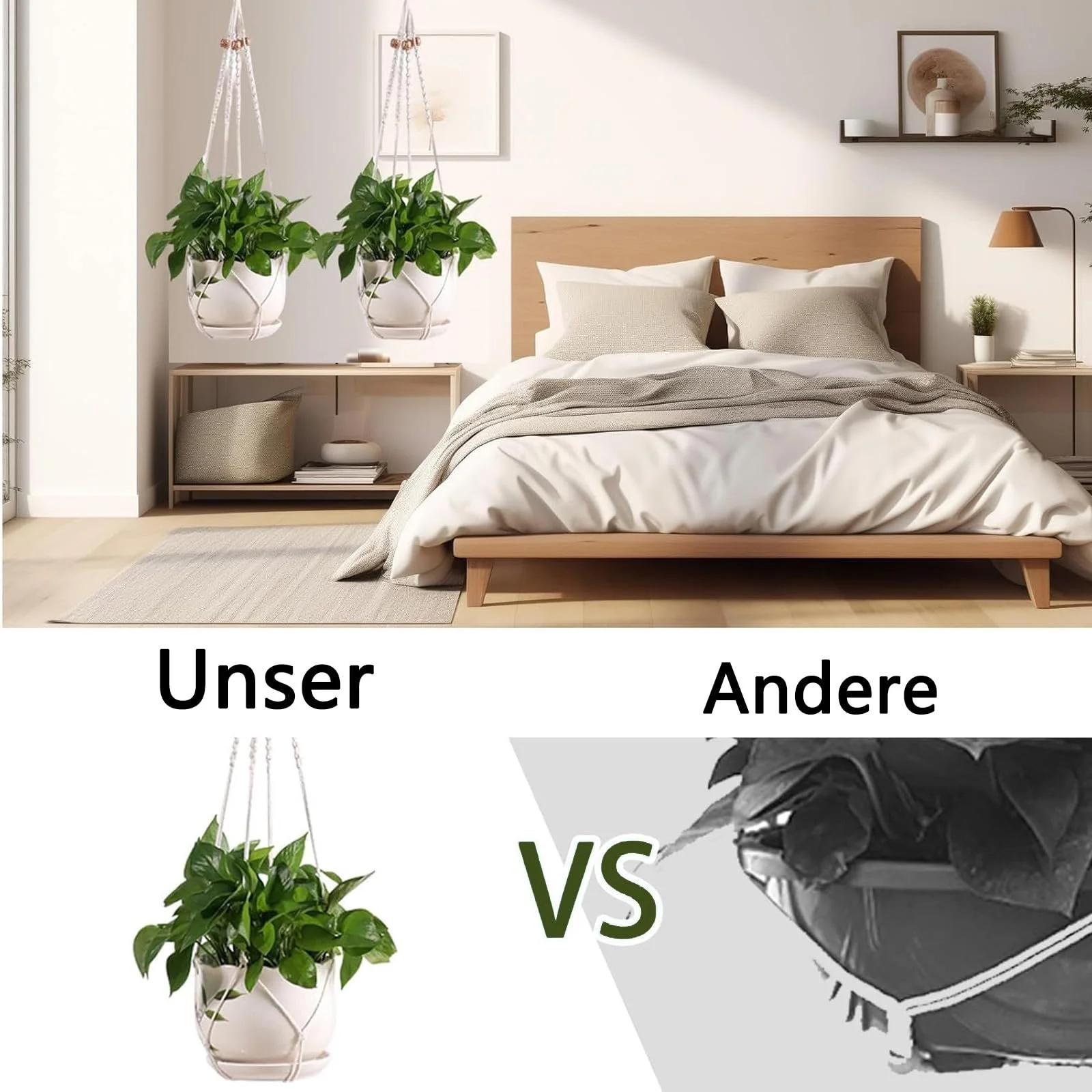 Підвісний кошик макраме набір з 2 шт. бавовна 80 см, фото №3 Підвісний кошик макраме набір з 2 шт. бавовна 80 см, фото №3