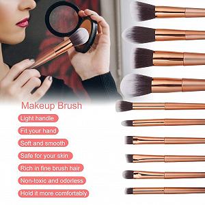 Набор кистей для макияжа лица Verdant Touch, 10 шт, кисти для румян, пудры, теней для век, губ, градиентное розовое золото synthetic.ua - Фото 1