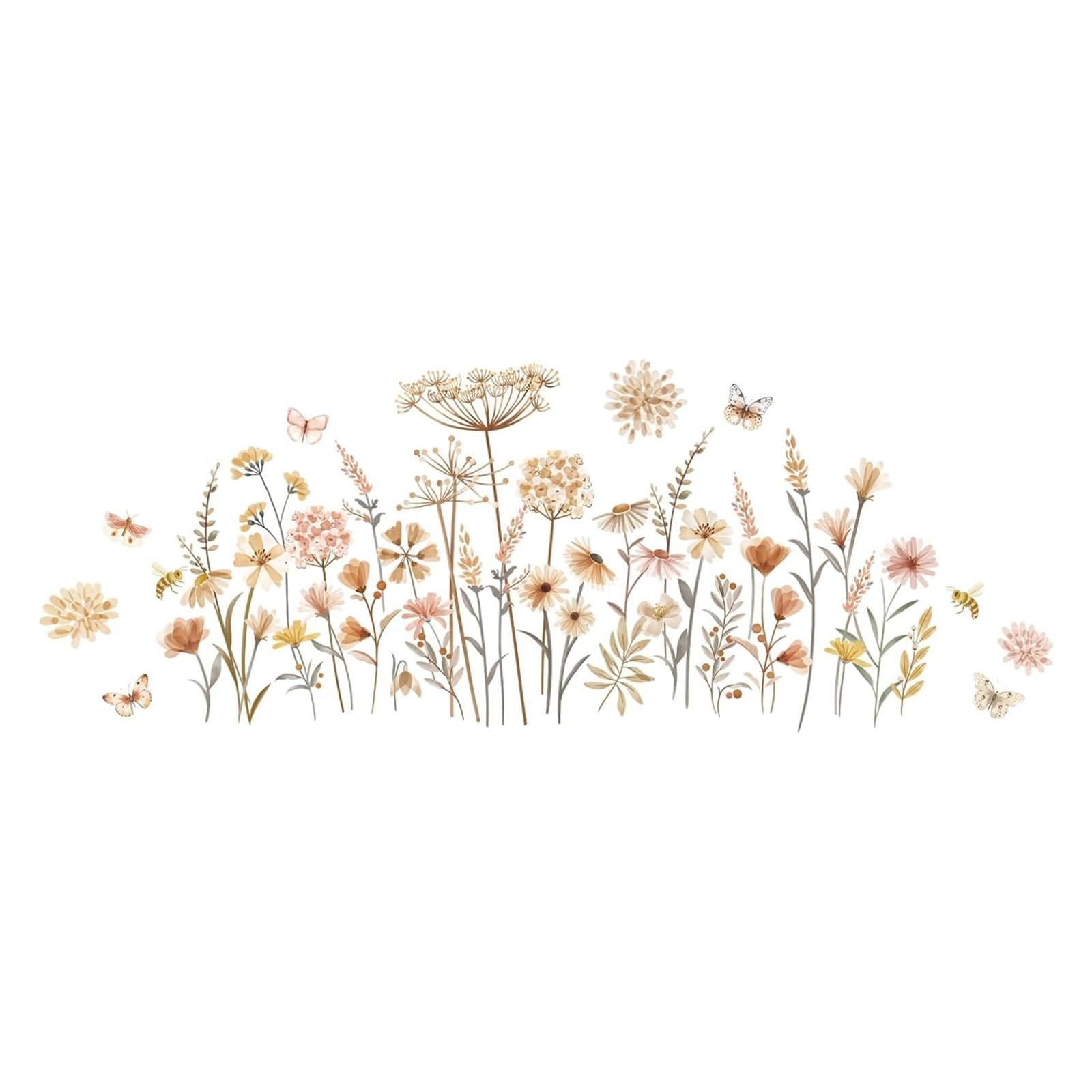 Наклейка на стіну Кульбаби Метелики Квіти Бохо, фото №1