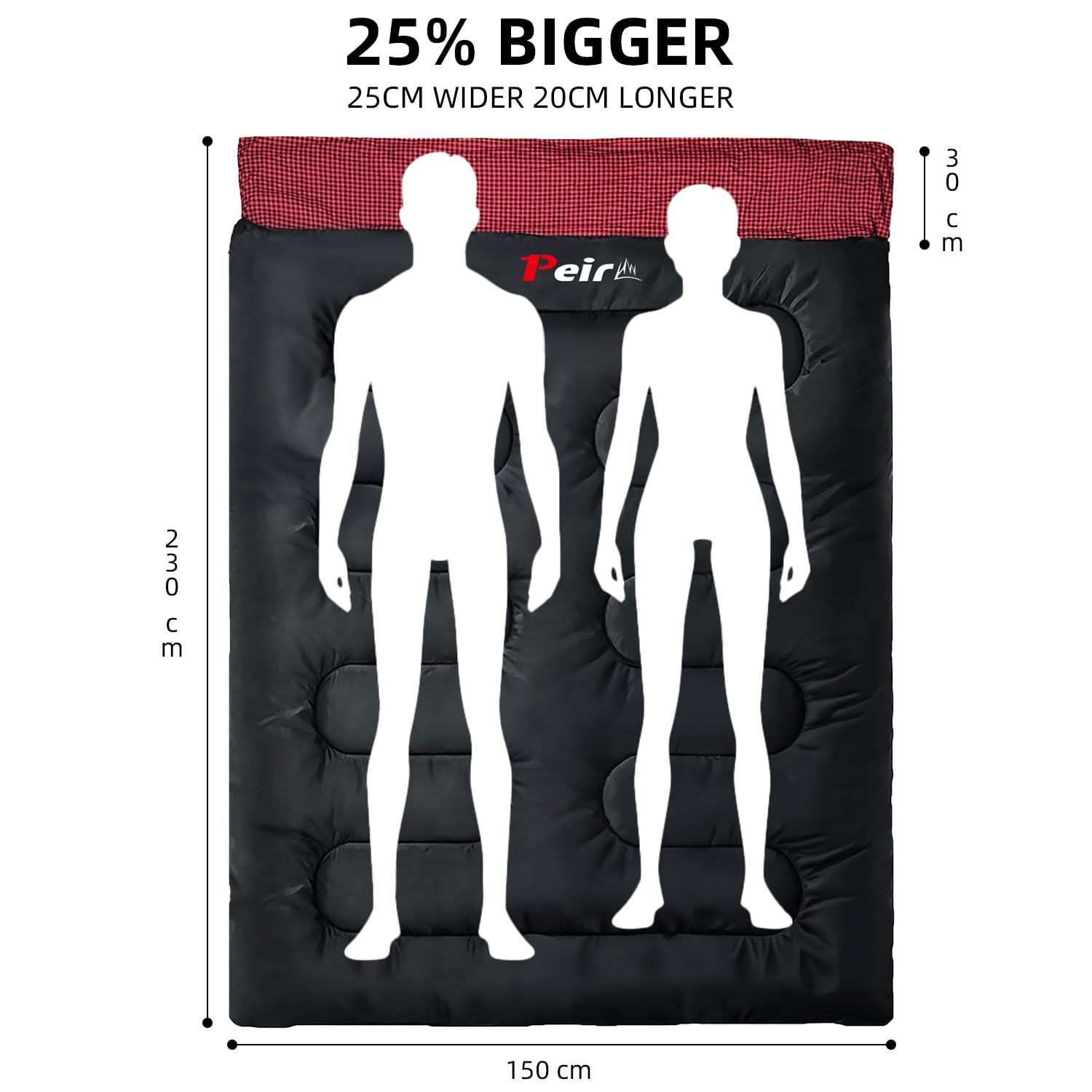 Спальный мешок Peirhw Extra Wide Rectangular 3 Season для взрослых с подушкой и сумкой для переноски, 300gsm Водонепроницаемый для кемпинга, для использования в помещении и на улице, фото №2 Спальный мешок Peirhw Extra Wide Rectangular 3 Season для взрослых с подушкой и сумкой для переноски, 300gsm Водонепроницаемый для кемпинга, для использования в помещении и на улице, фото №2