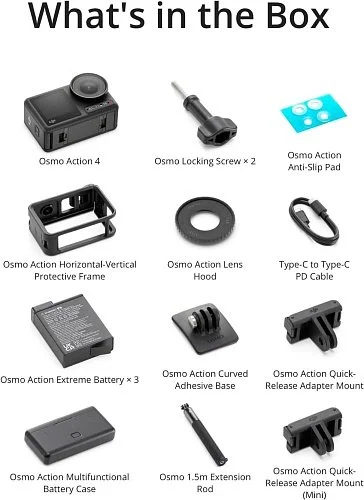 Екшн-камера DJI Osmo Action 4 Adventure Combo / 10Мп / 4К / 240fps / Wi-Fi / Bluetooth / Водонепроникна / Чорна, фото №1