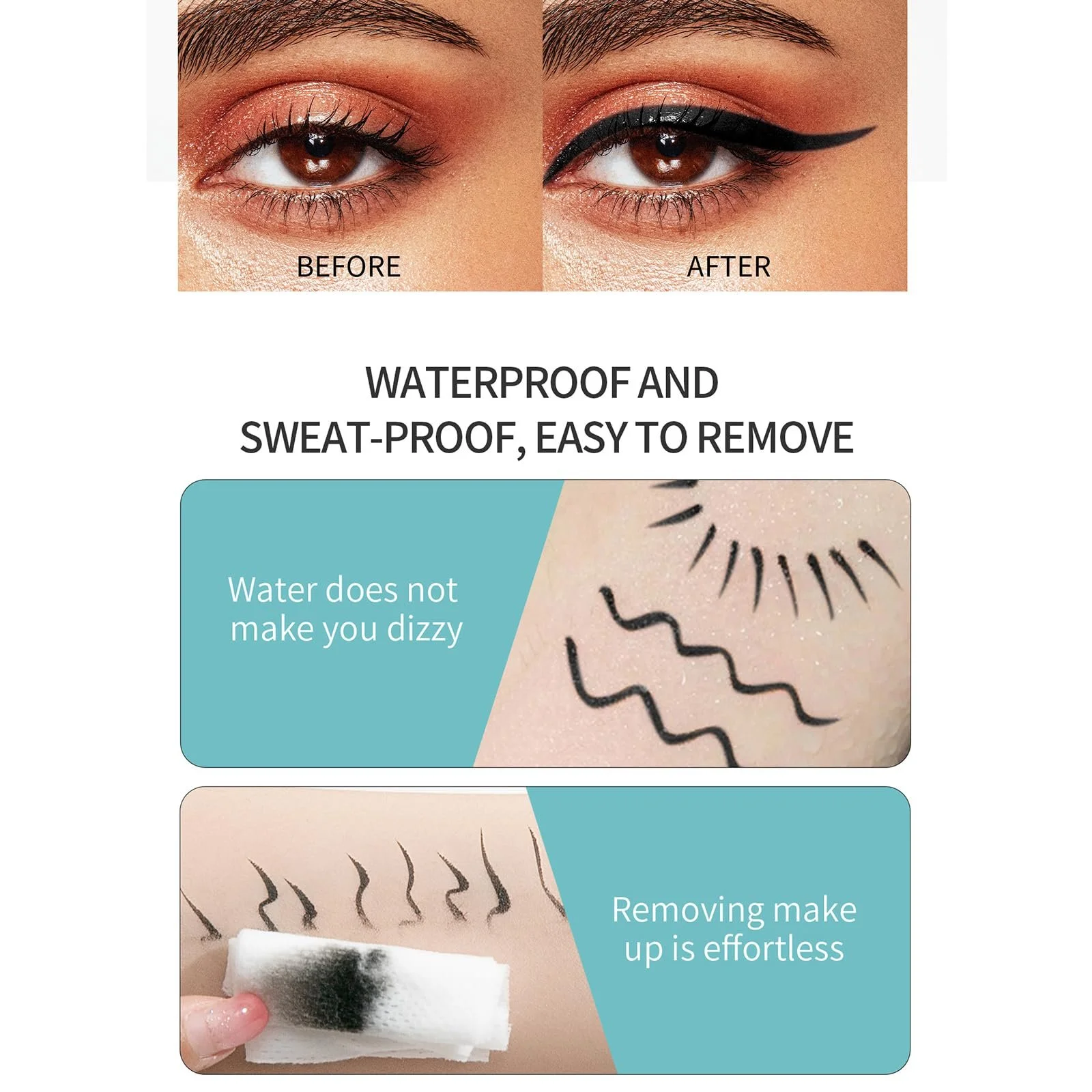 Підводка для очей vsilay рідка Чорна Кисточка Чорний, фото №6