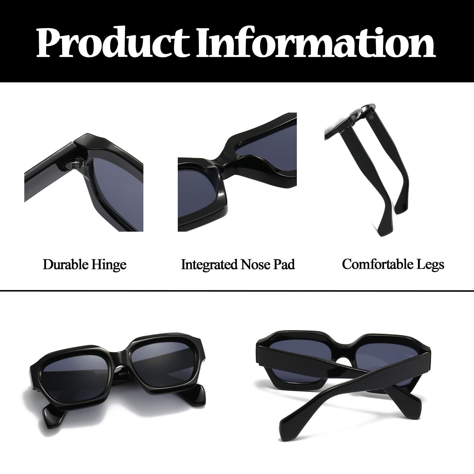 Сонцезахисні окуляри Квадратні Вінтажні Прямокутні LJCZKA UV400, фото №4 Сонцезахисні окуляри Квадратні Вінтажні Прямокутні LJCZKA UV400, фото №4