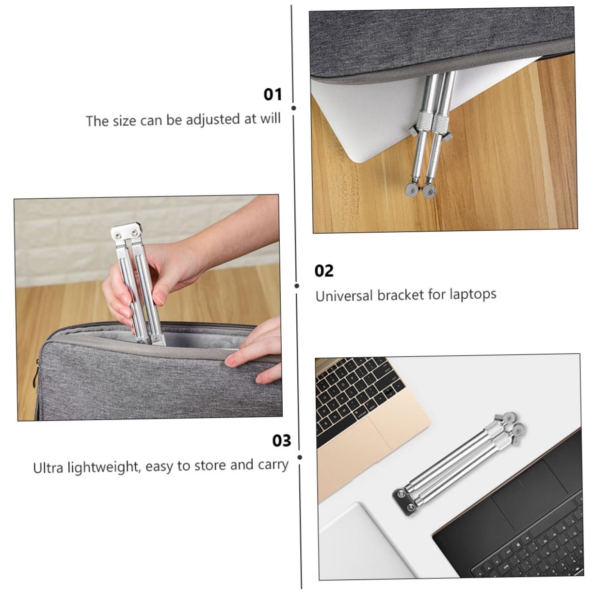 Підставка для ноутбука алюмінієва регульована складна, регульована по висоті, ергономічна, міцна, фото №8