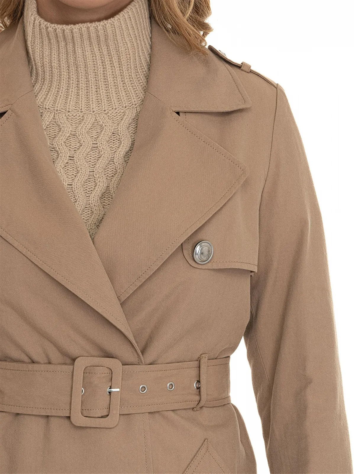 Женская куртка Guess Jade классический тренч бежевый S, фото №3