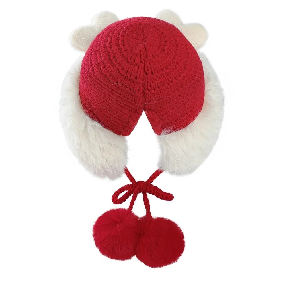 Зимняя шапка Детская вязаная шапка с помпоном Флисовая подкладка, фото №3