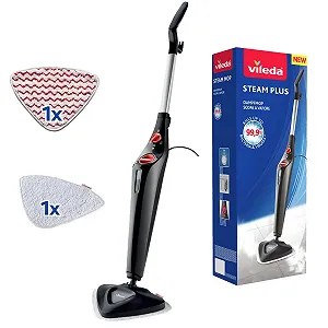 Парова швабра Vileda Steam Plus з PowerPad та змінною насадкою з мікрофібри для всіх типів підлог, ідеально підходить для килимів - Фото 1