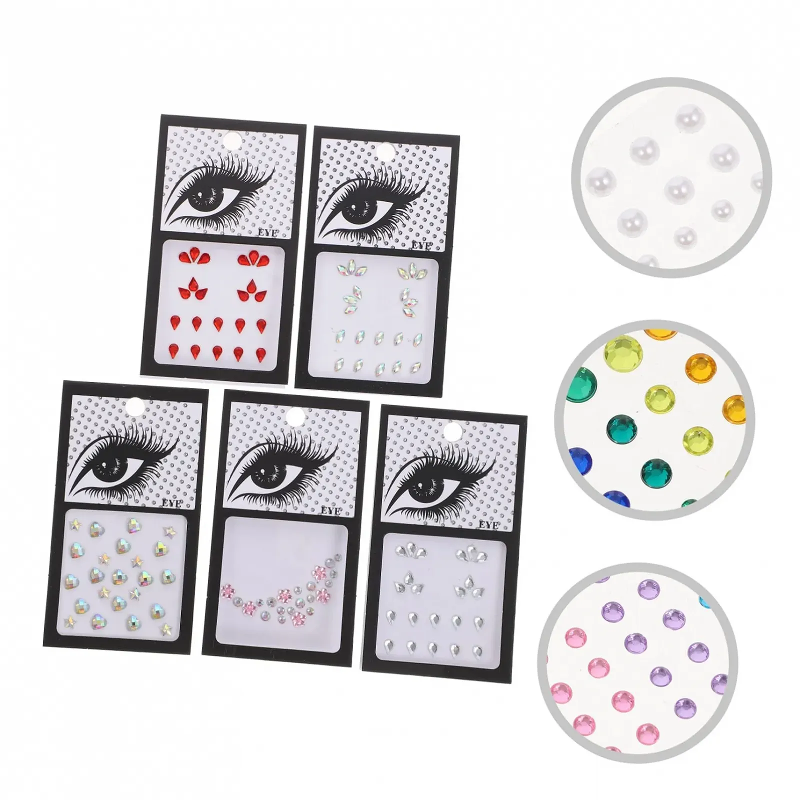 Стрази для нігтів, обличчя та тіла minkissy 20 аркушів, самоклеючі блискучі, фото №6