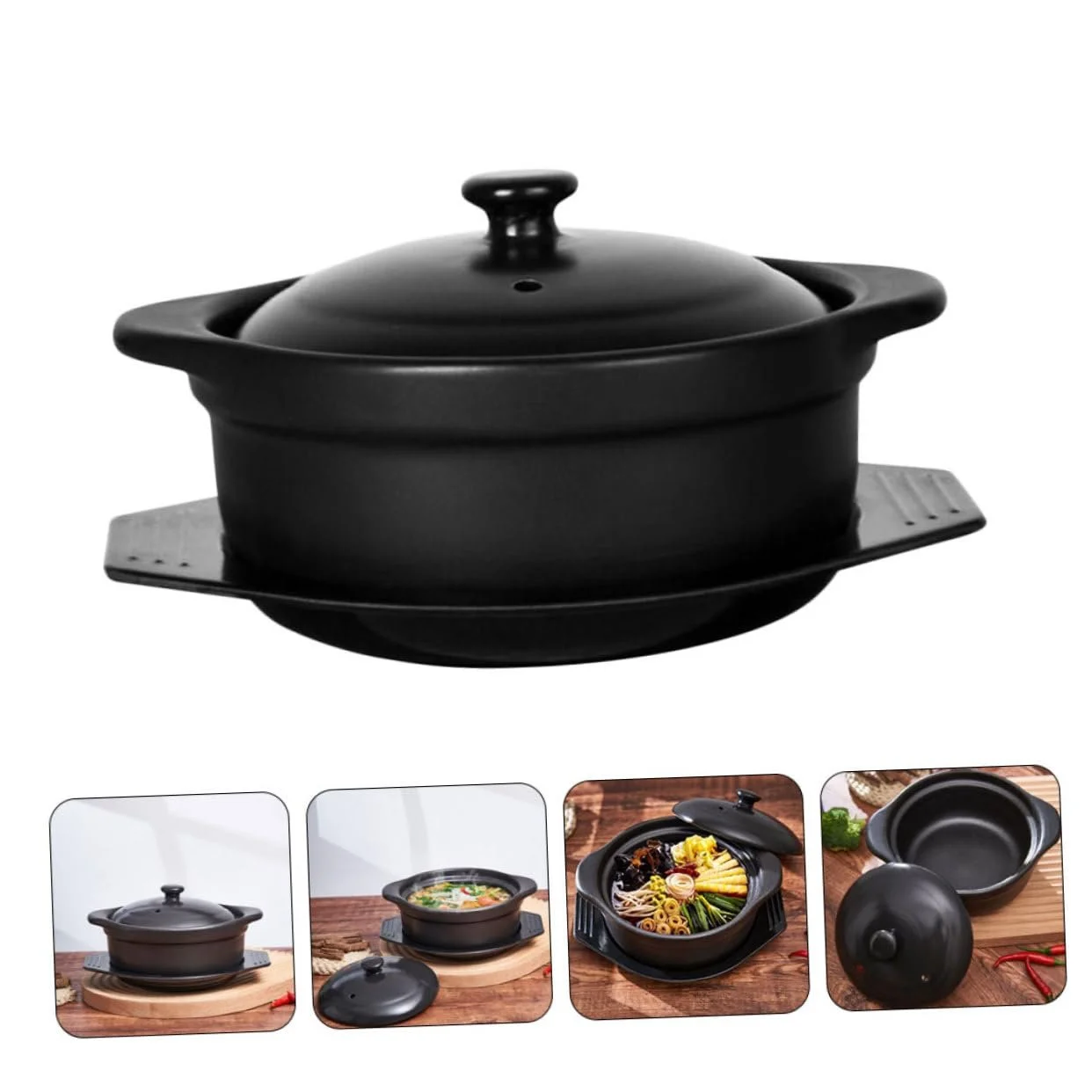 Кастрюля-горшок CLISPEED керамическая термостойкая с двойной ручкой, фото №7 Кастрюля-горшок CLISPEED керамическая термостойкая с двойной ручкой, фото №7