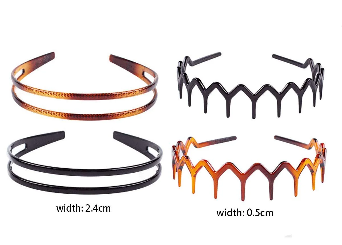 Обруч для волосся з зубчиками Пластик 4 шт (2 x Чорний + 2 x Коричневий), фото №2 Обруч для волосся з зубчиками Пластик 4 шт (2 x Чорний + 2 x Коричневий), фото №2
