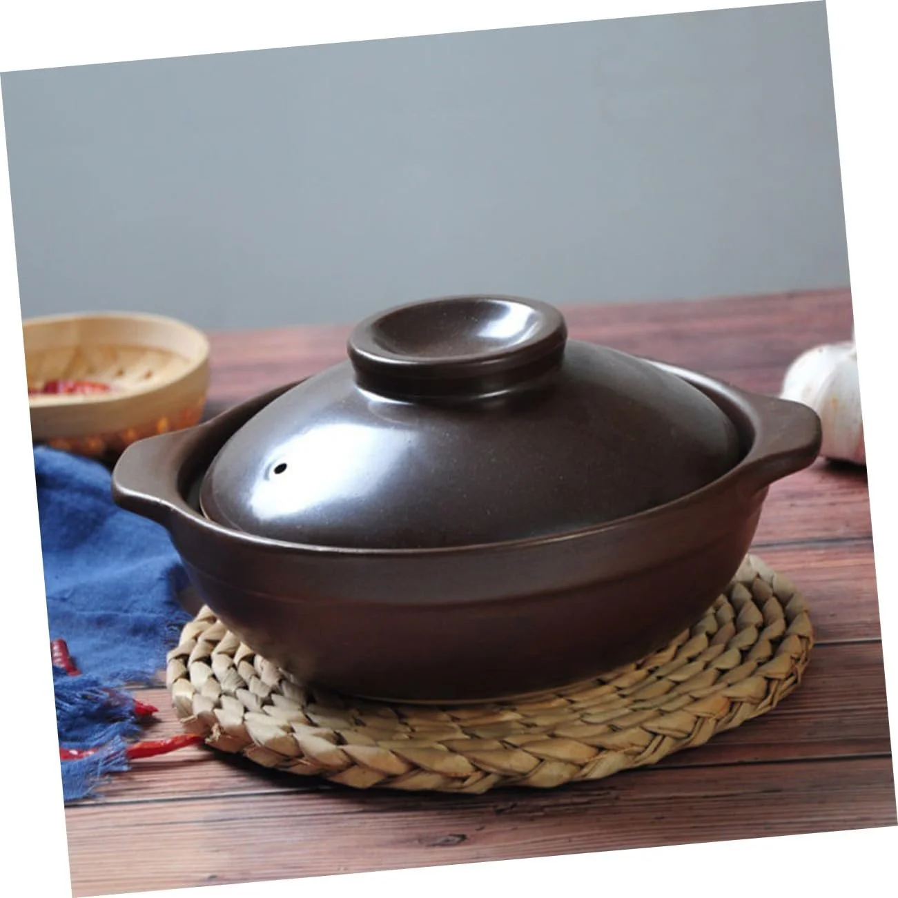 Кастрюля керамическая традиционная с двойными ручками жаропрочная, фото №6