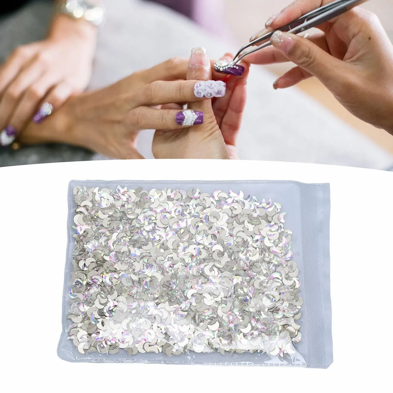 Прикраса Півмісяць Плоска Задня Частина, Блискучі Місячні Діаманти своїми руками, фото №9