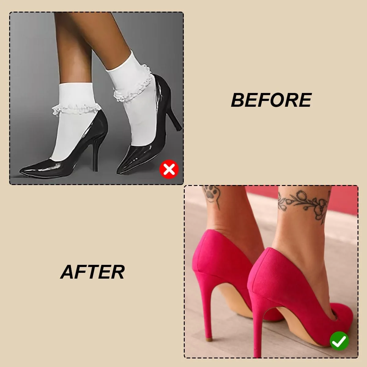 Подследники Женские 4 пары Невидимые Носки Телесный цвет, черный, Один размер, фото №7