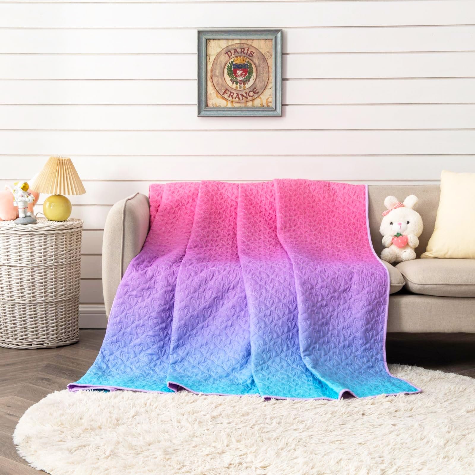 Покрывало DECMAY 150 x 200 см, розово-фиолетовое постельное белье для односпальной кровати, летнее одеяло 150 x 200 см с мотивами сердца, используется как одеяло, покрывало и лоскутное одеяло, фото №2 Покрывало DECMAY 150 x 200 см, розово-фиолетовое постельное белье для односпальной кровати, летнее одеяло 150 x 200 см с мотивами сердца, используется как одеяло, покрывало и лоскутное одеяло, фото №2