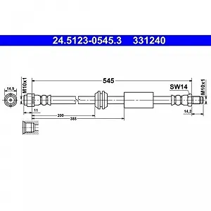 Тормозной шланг ATE 24.5123-0545.3 для MERCEDES-BENZ, передняя ось - Фото 1