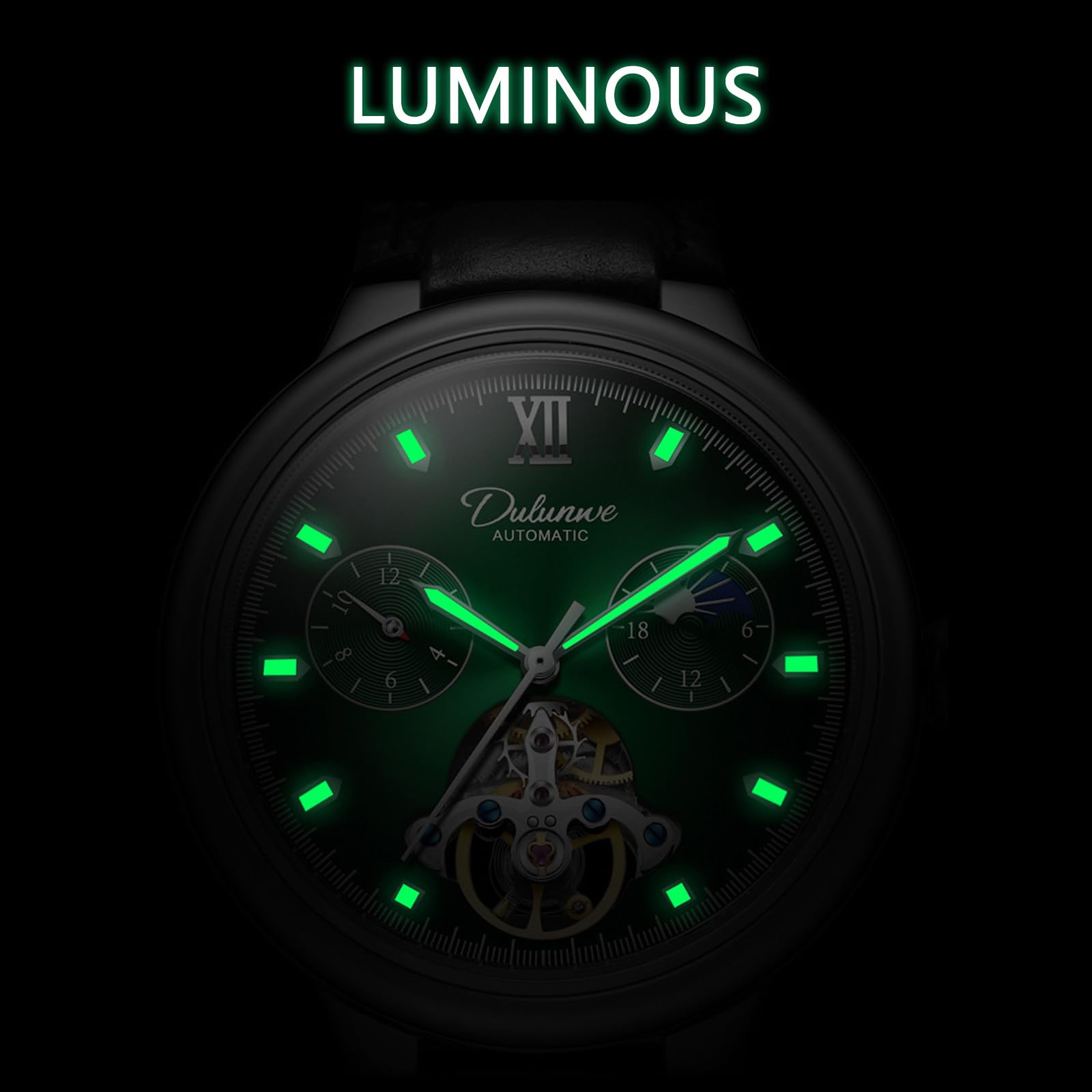 Годинники FORSINING Tourbillon Чоловічі Механічні Із Автоматичним Заводом Місячна Фаза Водонепроникні Люмінесцентні, фото №5
