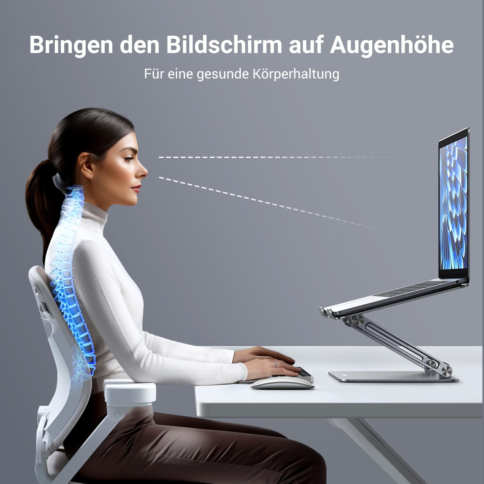 Підставка для ноутбука UGREEN Регульована по висоті Складна Вентильована Сумісна з усіма ноутбуками 10-17,3 дюймів Silver, фото №7
