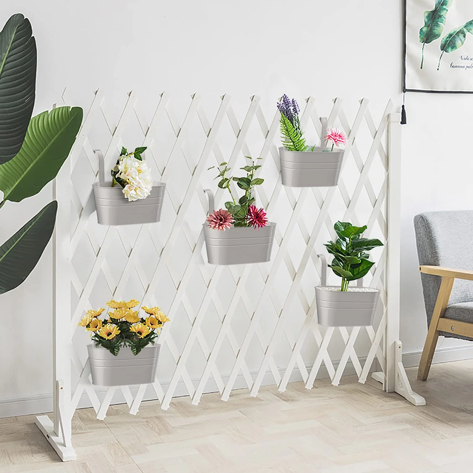 Горщик квітковий підвісний Металевий зі знімними гачками Сірий Scatter, фото №5