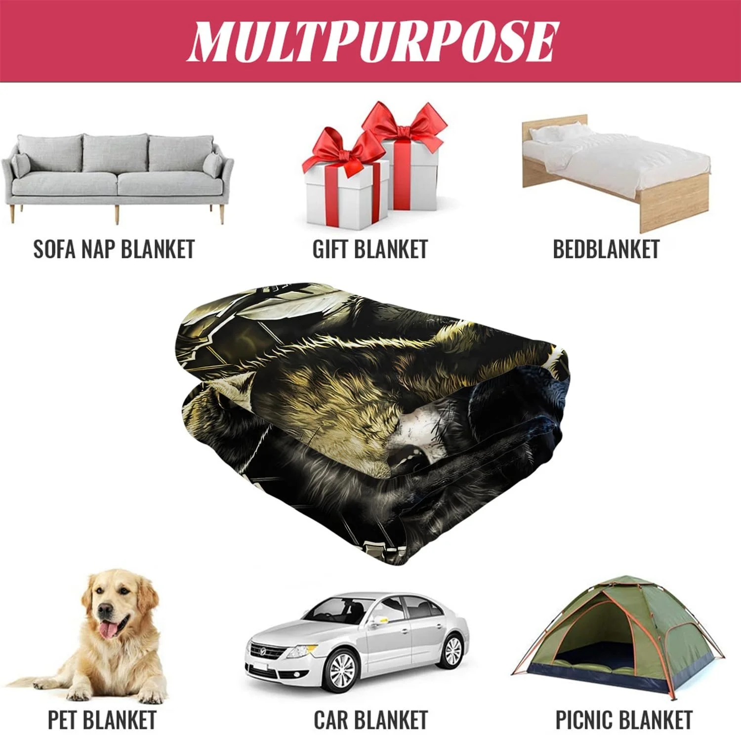 Одеяло YISUMEI Фланель Волк Mandela, 150 x 200 см, фото №5