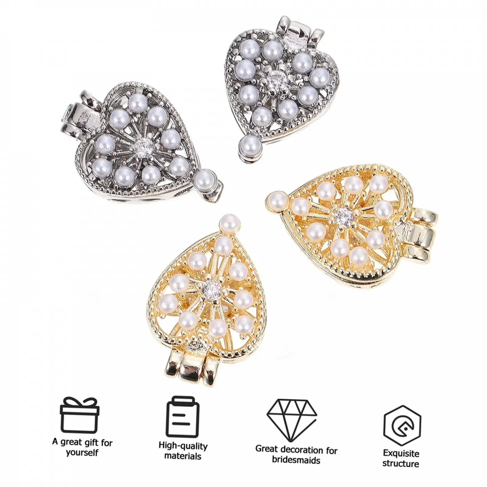 Стрази для нігтів Прикраса для нігтів Серце (4 шт.), фото №5