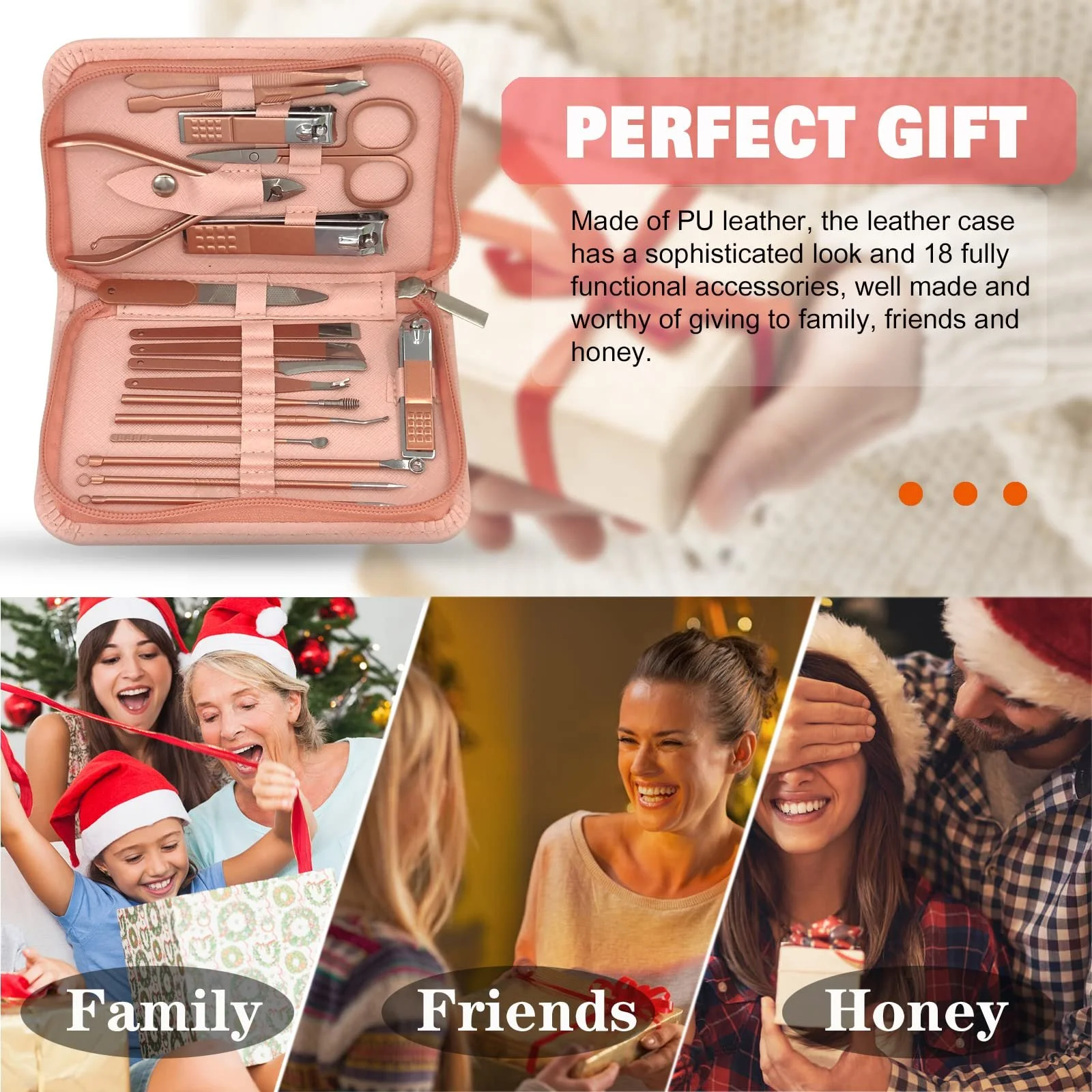 Набір для манікюру Professional Nail Clippers Set, 18-в-1 для подорожей і дому Rose Gold, фото №6 Набір для манікюру Professional Nail Clippers Set, 18-в-1 для подорожей і дому Rose Gold, фото №6