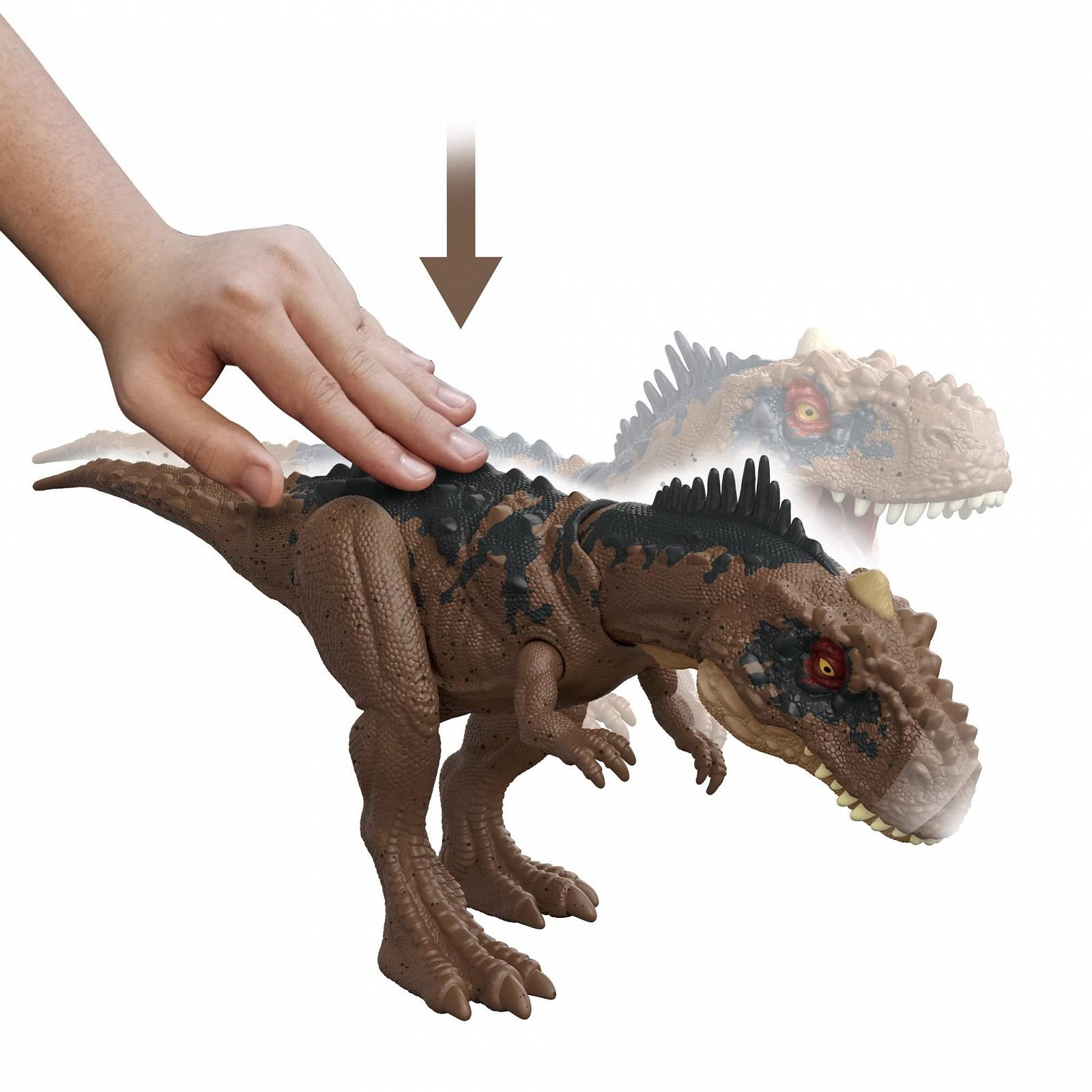 Фигурка динозавра Jurassic World Roar Strikers Rajasaurus с подвижными частями тела, звуками рева и атаками укуса, фото №3