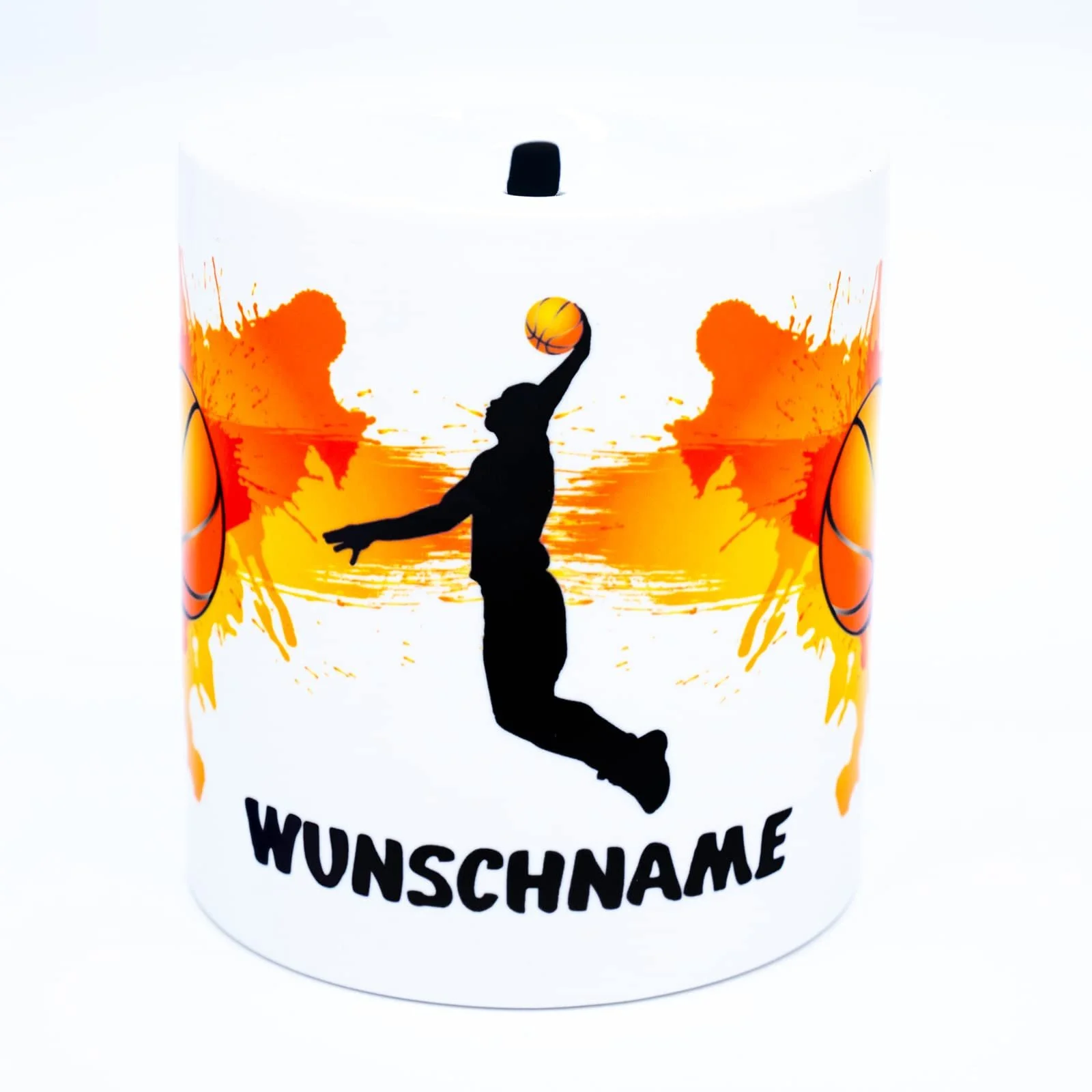 Копилка керамическая баскетбольный мяч персонализированная белая 9.5х8.2 см, фото №1
