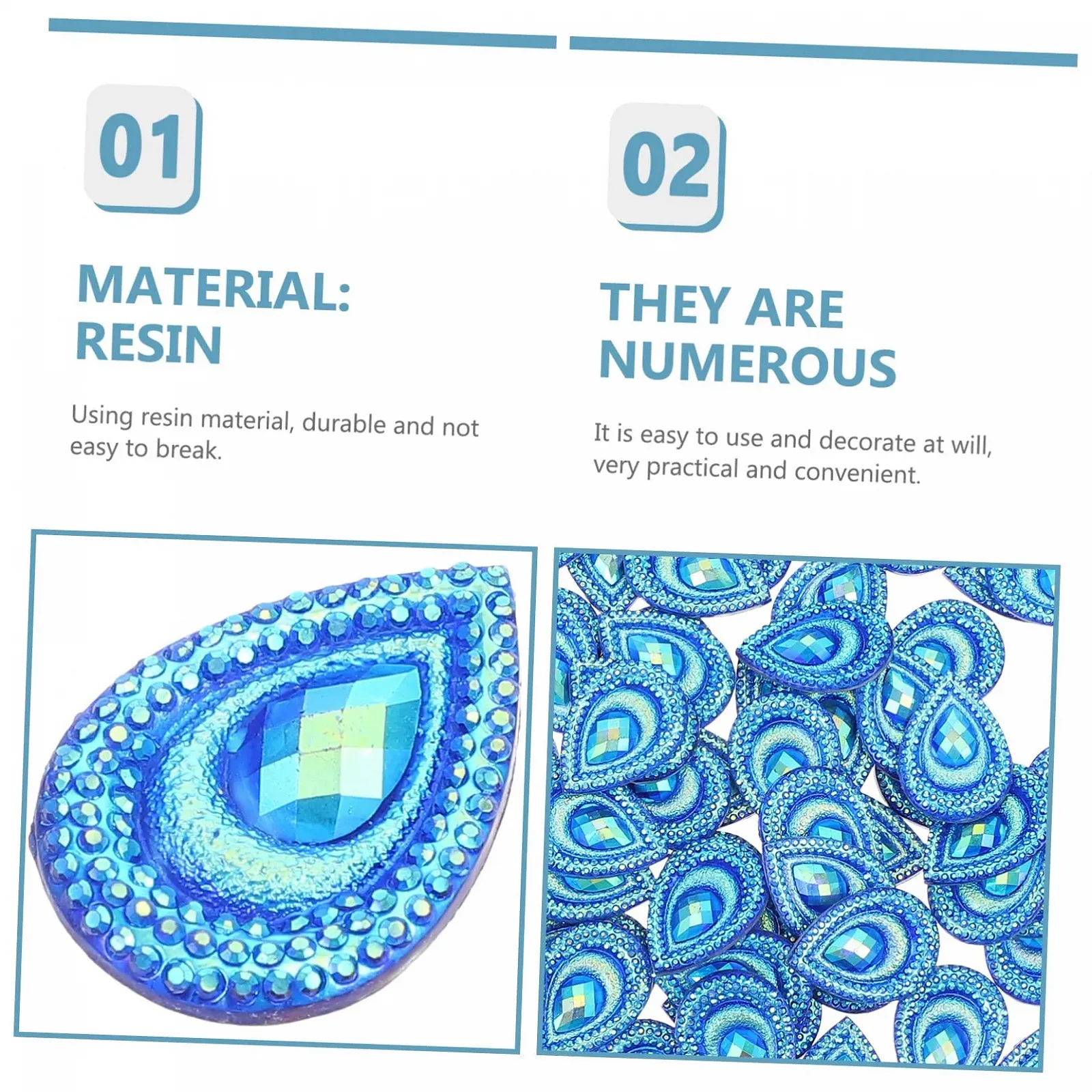 Капли в форме Слезы Декоративные Бриллианты Павлина Стразы Павлин Водяные Капли Разноцветные Бисерные Стразы для Одежды Бисер для Изготовления Ювелирных Изделий Цветной Бисер Смола Синий, фото №9