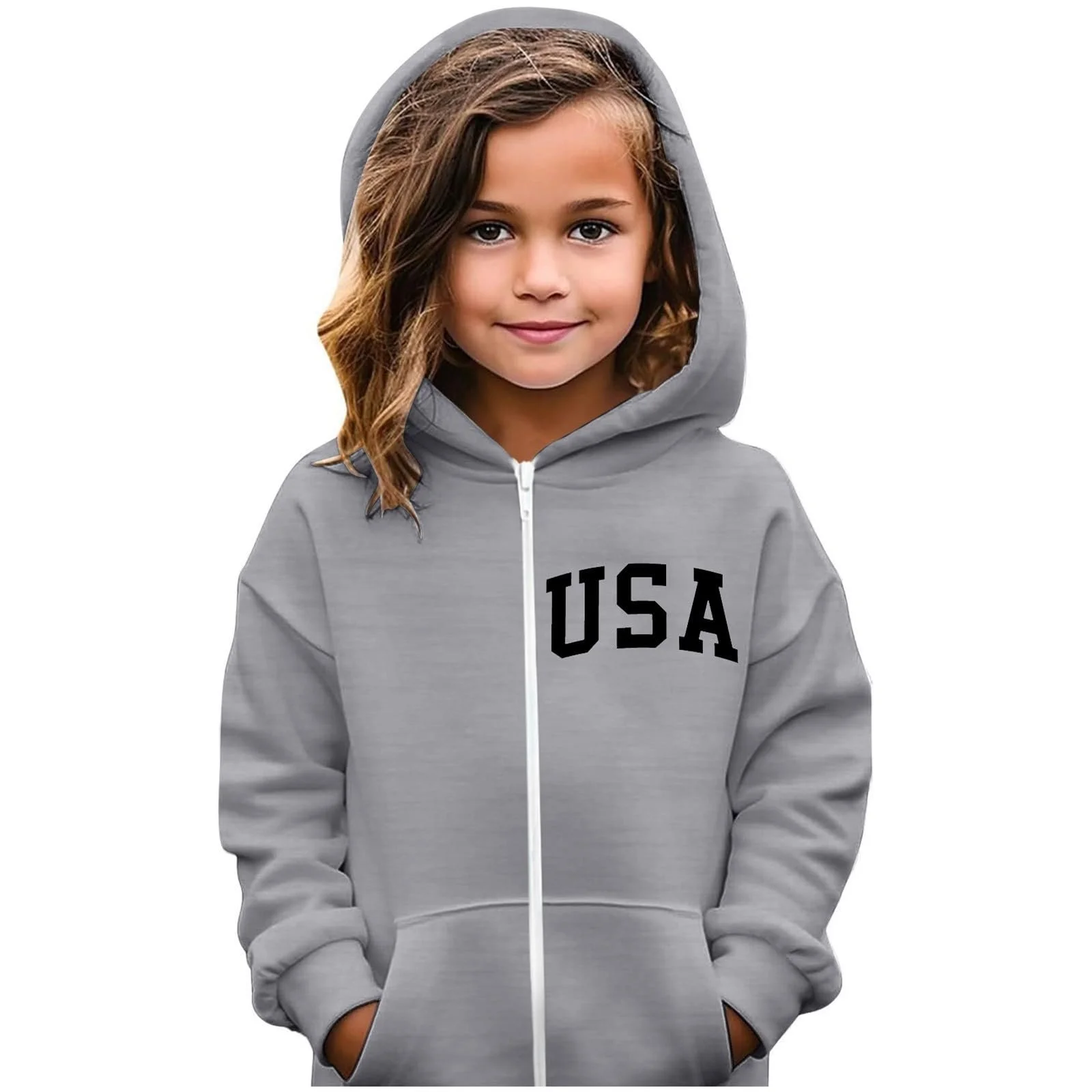 Худи для мальчиков 152 - Детский худи с длинными рукавами и принтом букв, на молнии, мягкая кофта унисекс с карманом, фото №3