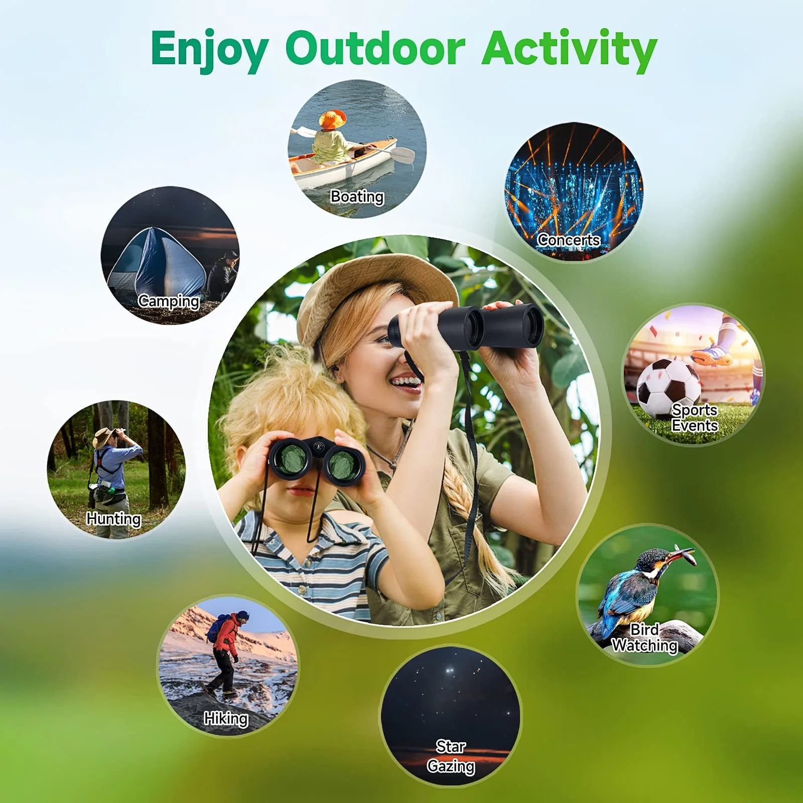 Бінокль Ecokra 12x42 HD High Performance BAK4 FMC Night Vision, фото №7