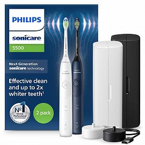 Електрична зубна щітка Philips Sonicare 5500 HX7119/01 2 шт Біла та темно-синя - Фото 1